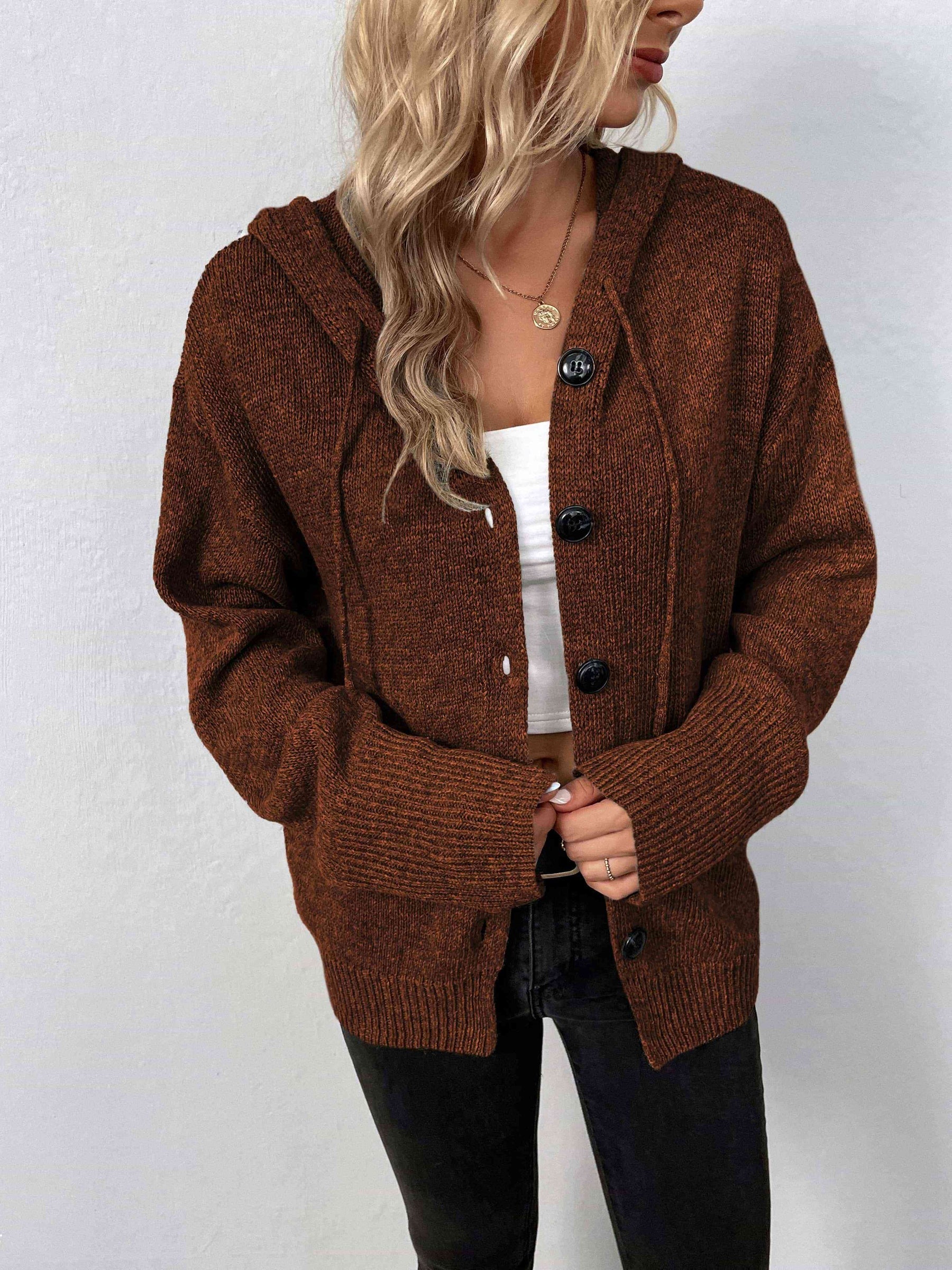 Knopen Hoodie Met Lange Mouwen voor Stijlvolle Vrouwen