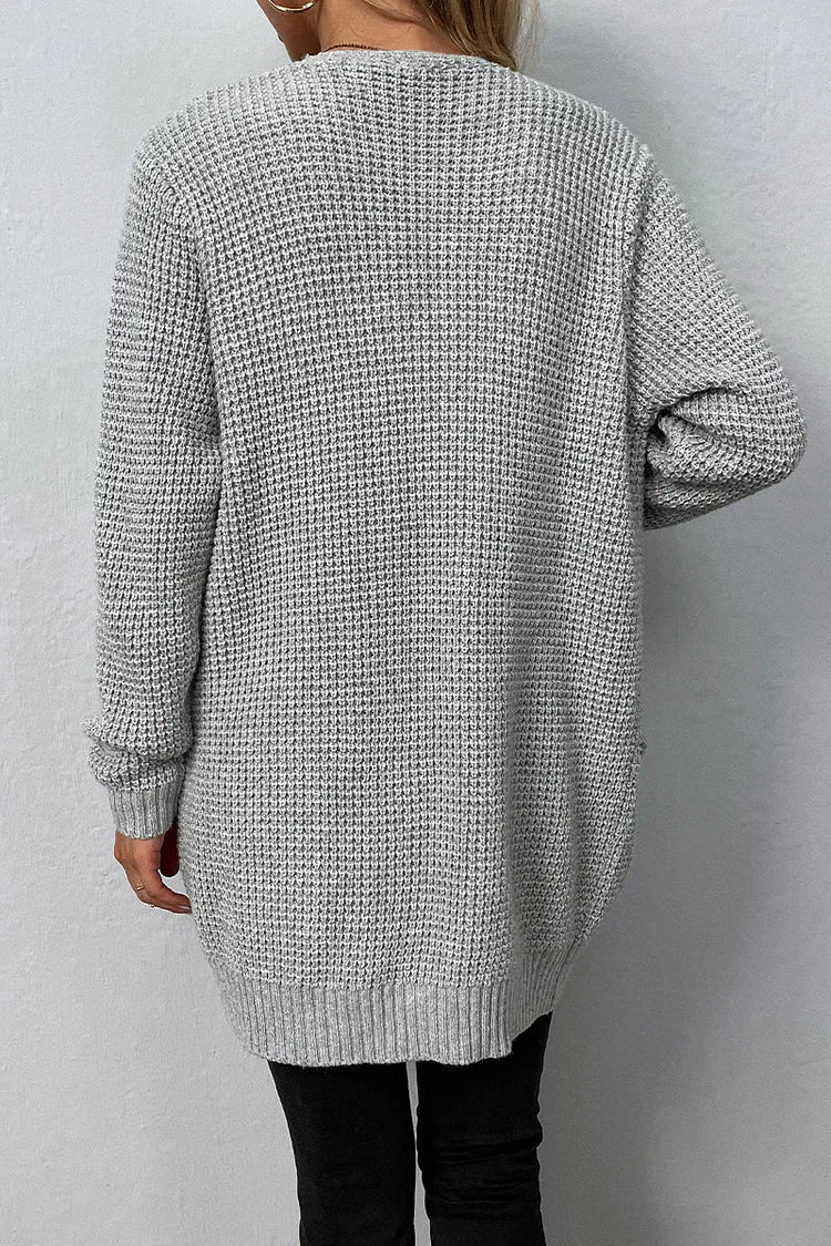 Elegante Effen V-Hals Bovenkleding met Zak - Mila Collectie
