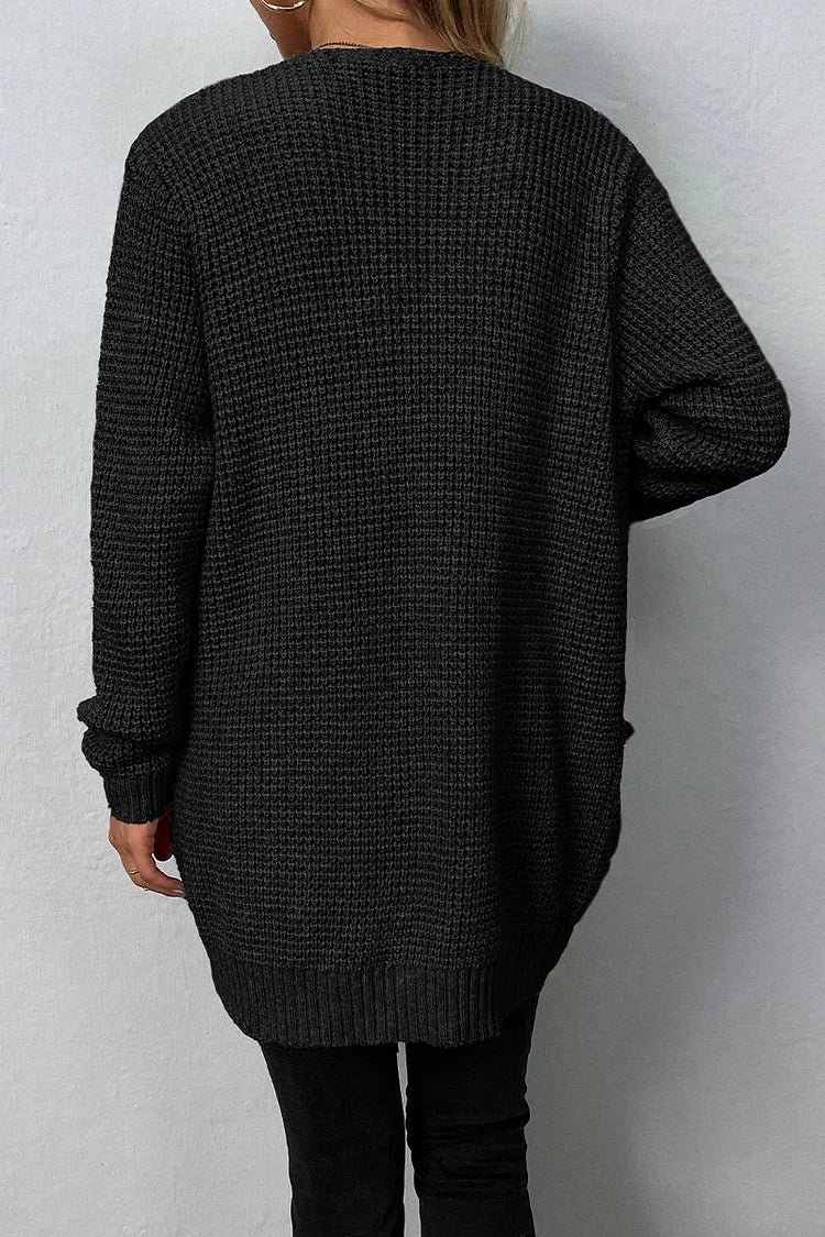 Elegante Effen V-Hals Bovenkleding met Zak - Mila Collectie