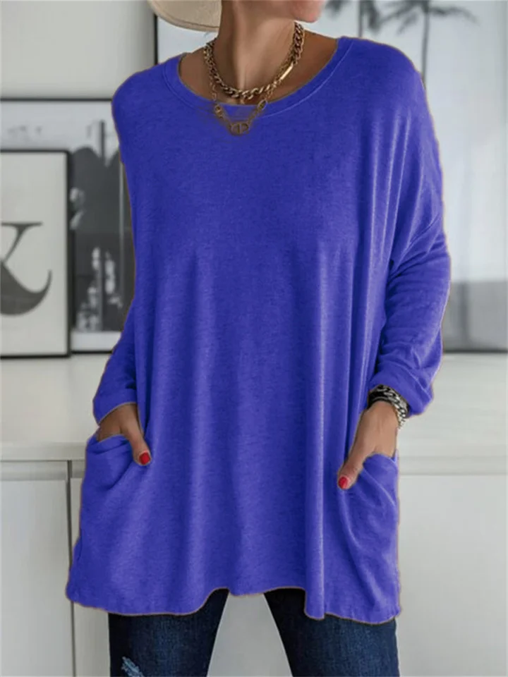 Elegant dames T-shirt met lange mouwen en effen ontwerp