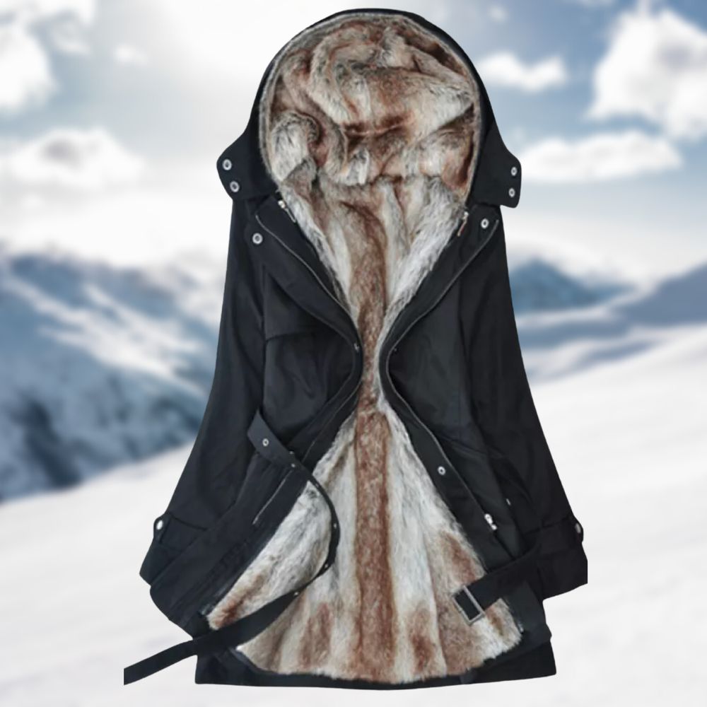 Warme lange dames winterjas met een moderne en tijdloze look