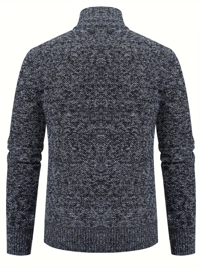 Retro Heren Cardigan met Ruitjespatroon – Casual Jas met Opstaande Kraag voor Herfst en Winter