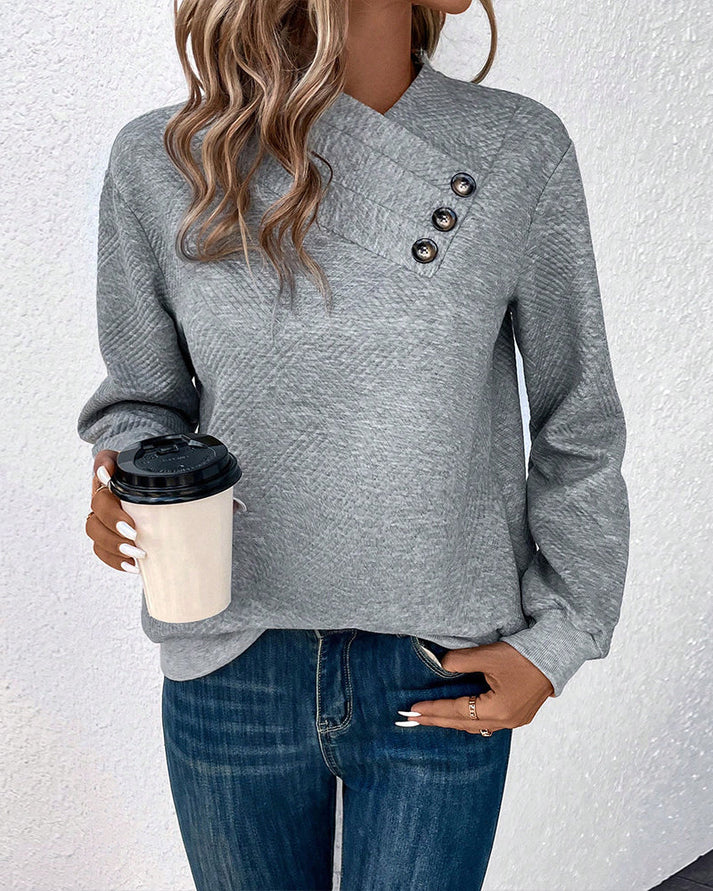Modieuze dames sweater met stijlvolle kraag en een moderne pasvorm