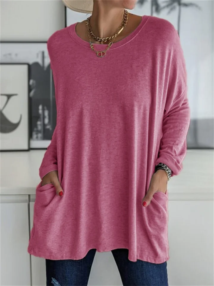 Elegant dames T-shirt met lange mouwen en effen ontwerp