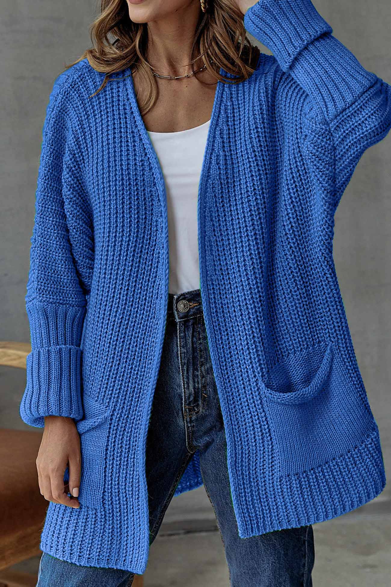 Modieuze Open Front Lange Cardigan - Striksluiting voor Gemakkelijke Stijl