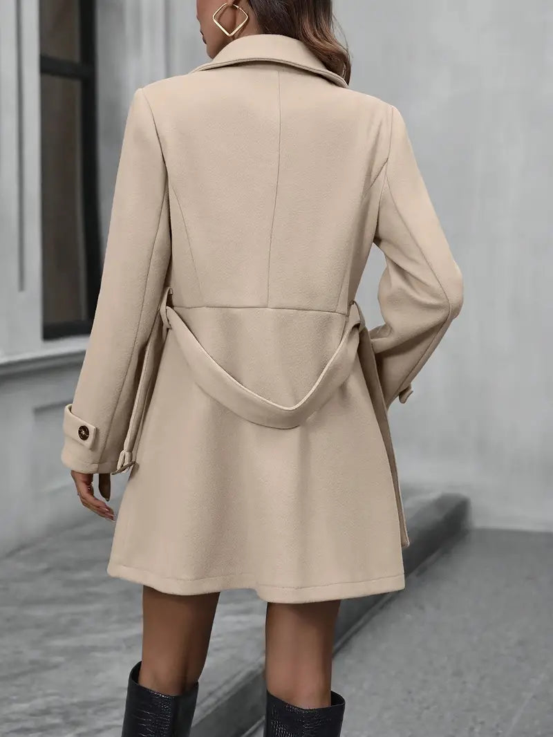 Chique damesjas met riem en modieuze revers