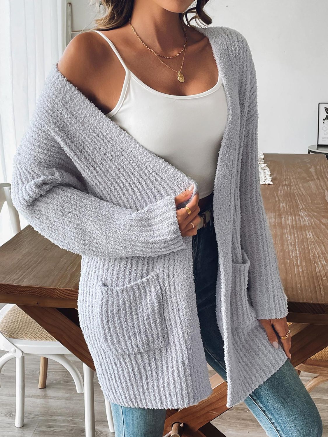 Stijlvolle Open Cardigan met Striksluiting - Lange Mouwen