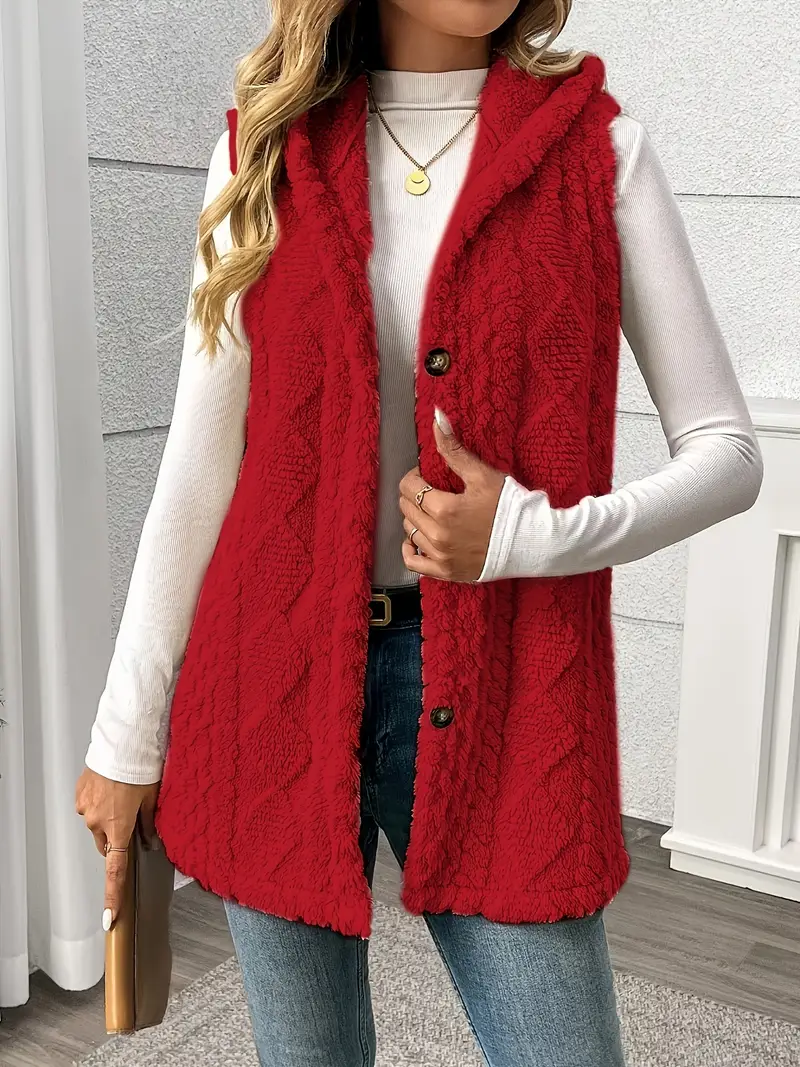 Dames gilet met capuchon en een verfijnde uitstraling