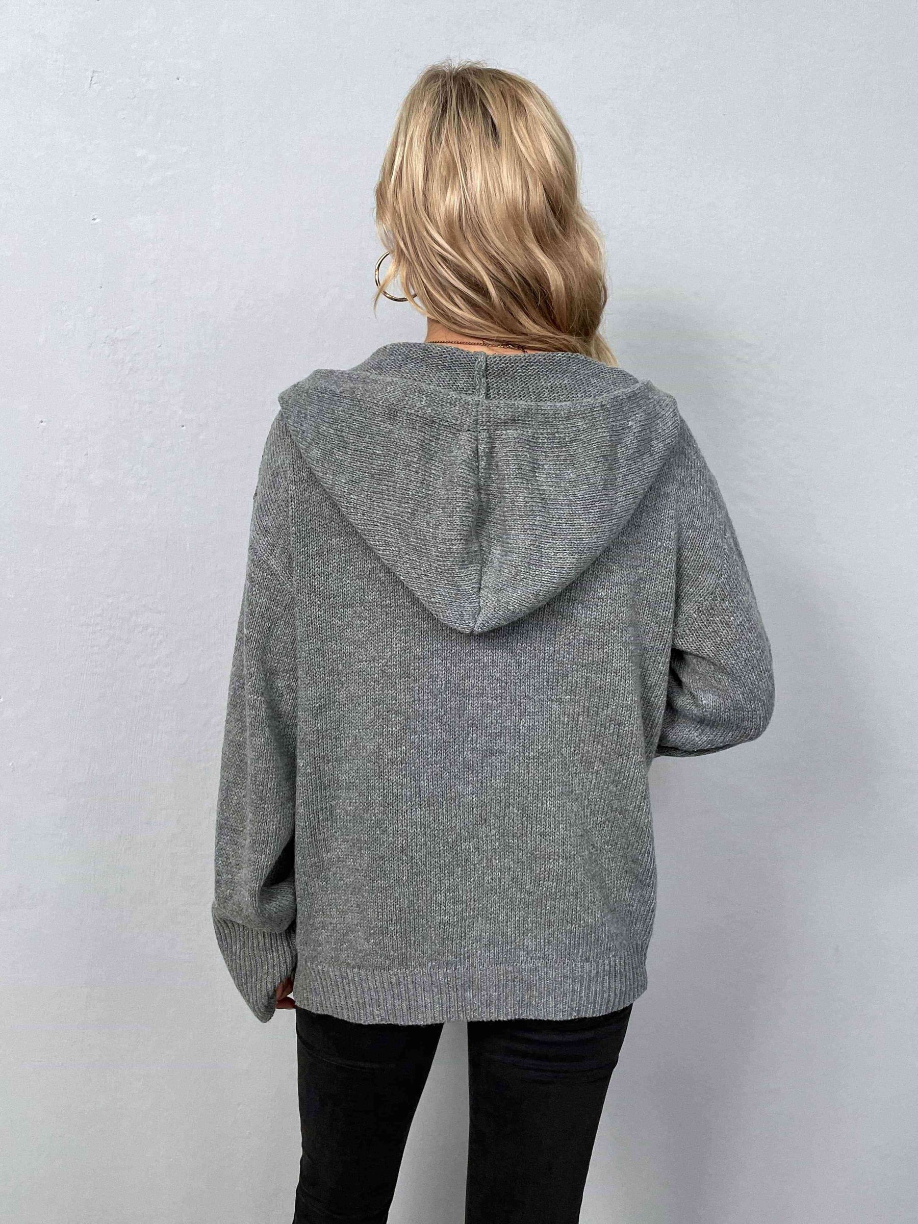 Knopen Hoodie Met Lange Mouwen voor Stijlvolle Vrouwen