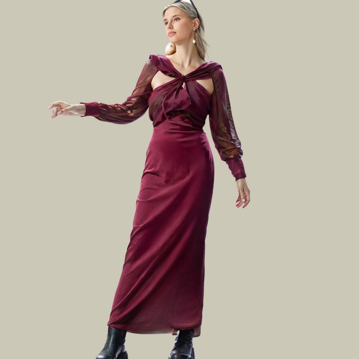 Trendy midi-jurk met subtiel opengewerkt patroon