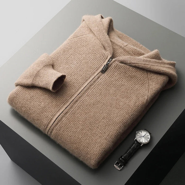 Warme heren sweatshirt met capuchon en ritssluiting voor dagelijks gebruik