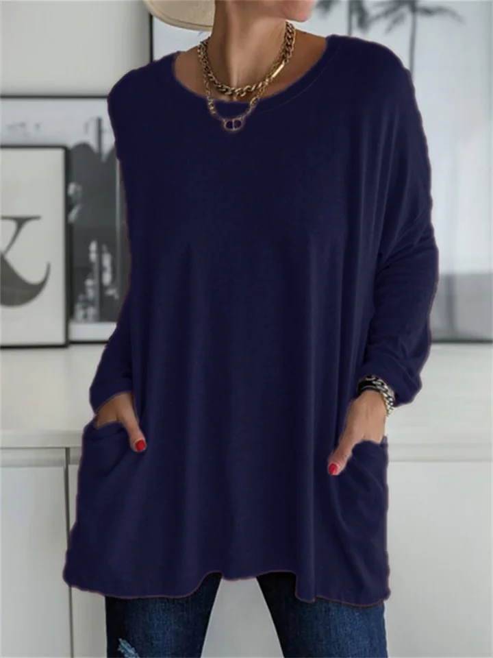 Elegant dames T-shirt met lange mouwen en effen ontwerp