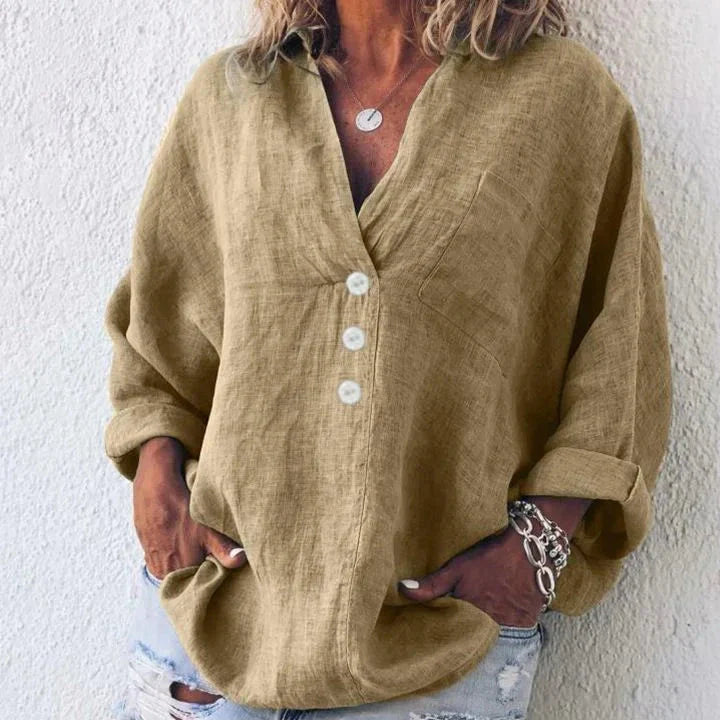 Suze - Elegante Blouse Met Losse Mouwen En Zakken