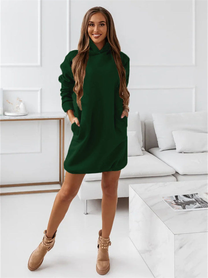 Effen kleur hoodie met lange mouwen voor comfort en veelzijdigheid