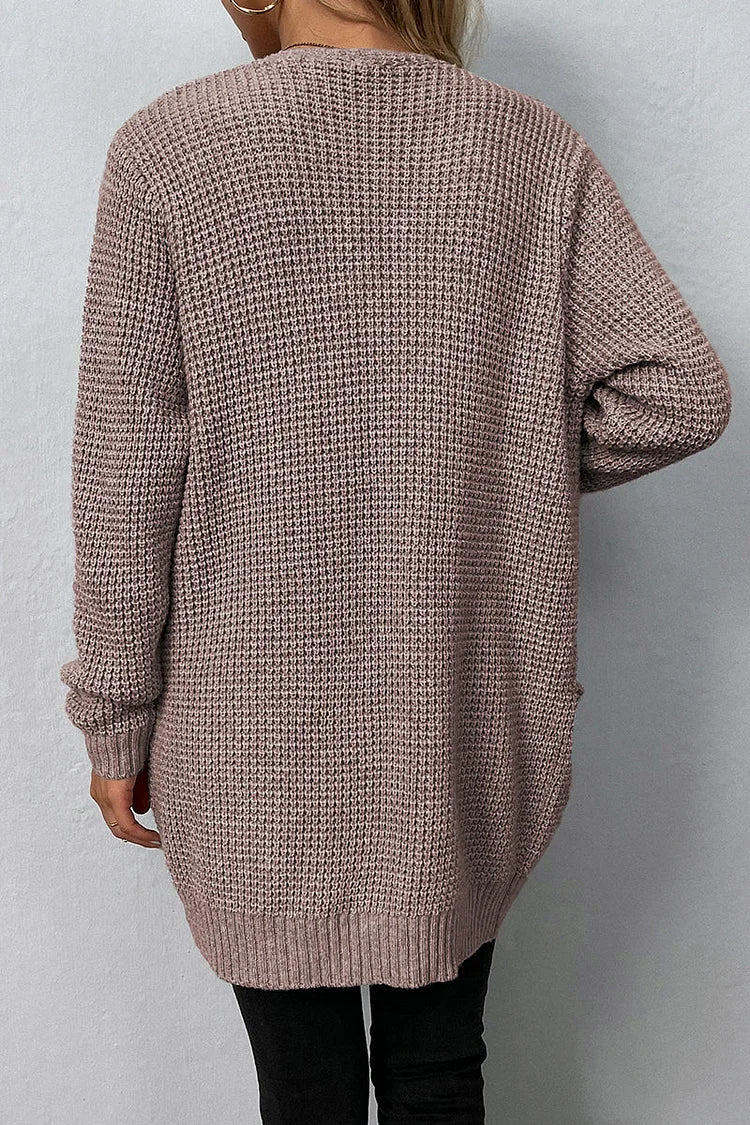 Elegante Effen V-Hals Bovenkleding met Zak - Mila Collectie