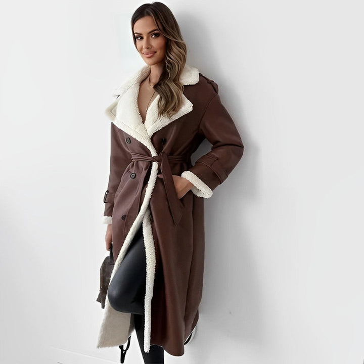 Manteau Long Élégant pour Femme avec Ceinture Ajustable