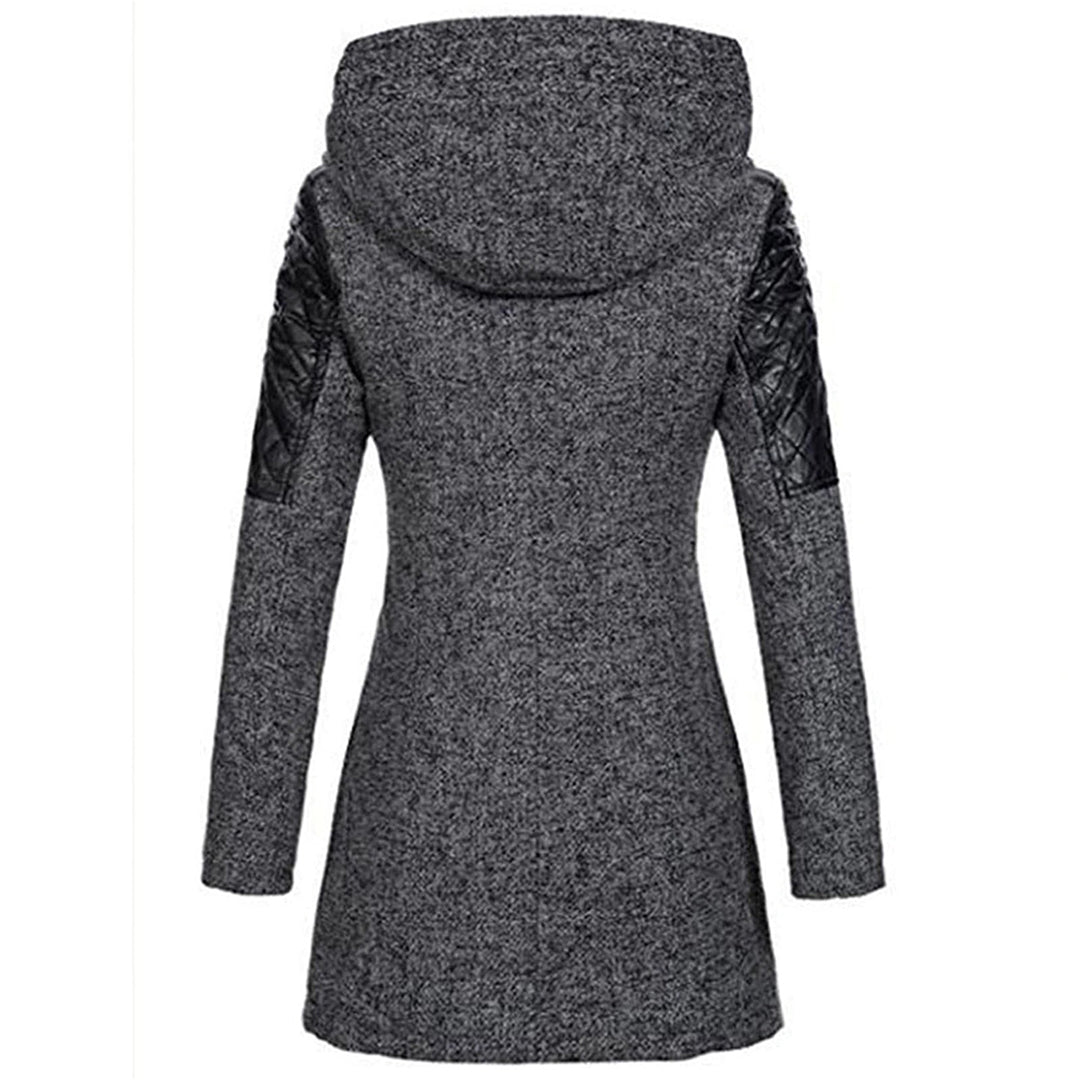 Stijlvolle dames winterjas met diepe capuchon en modern design