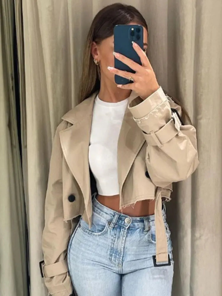 Elegante cropped trenchcoat voor dames voor elke gelegenheid