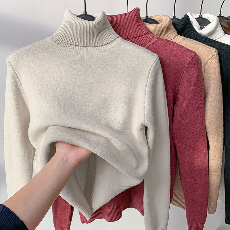 Elegante trui met hoge hals en lange mouwen