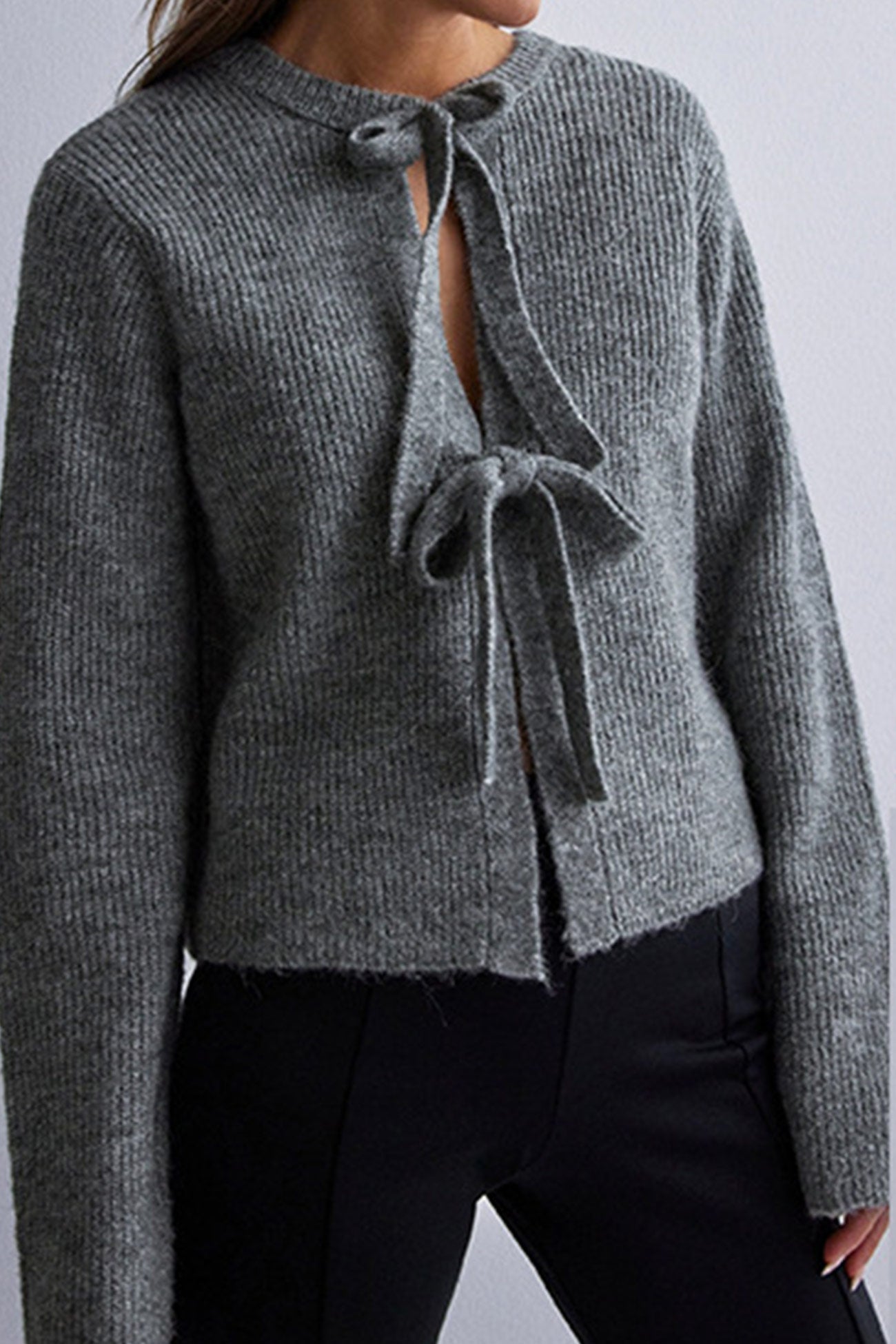 Korte Cardigan met Bindstrik en Ribbels voor Dames