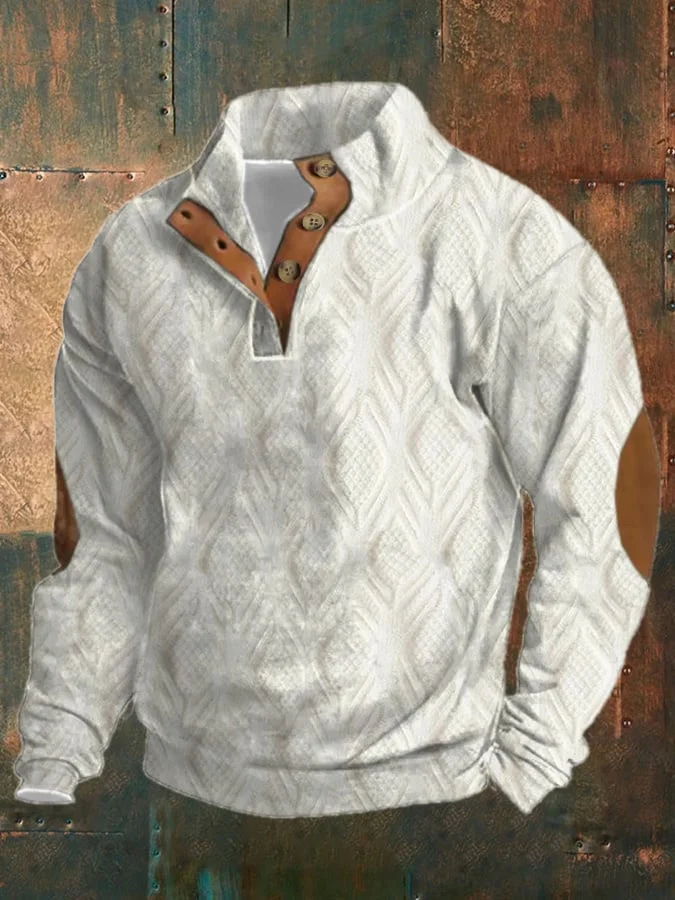 Heren Retro Stijl Sweatshirt – Casual Button-Up Design