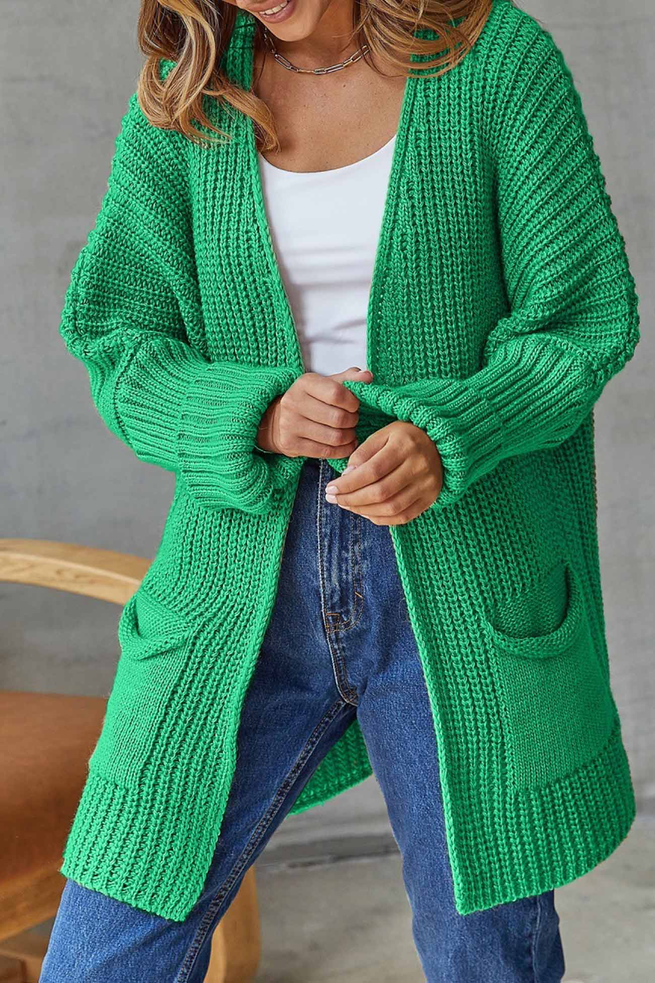 Modieuze Open Front Lange Cardigan - Striksluiting voor Gemakkelijke Stijl