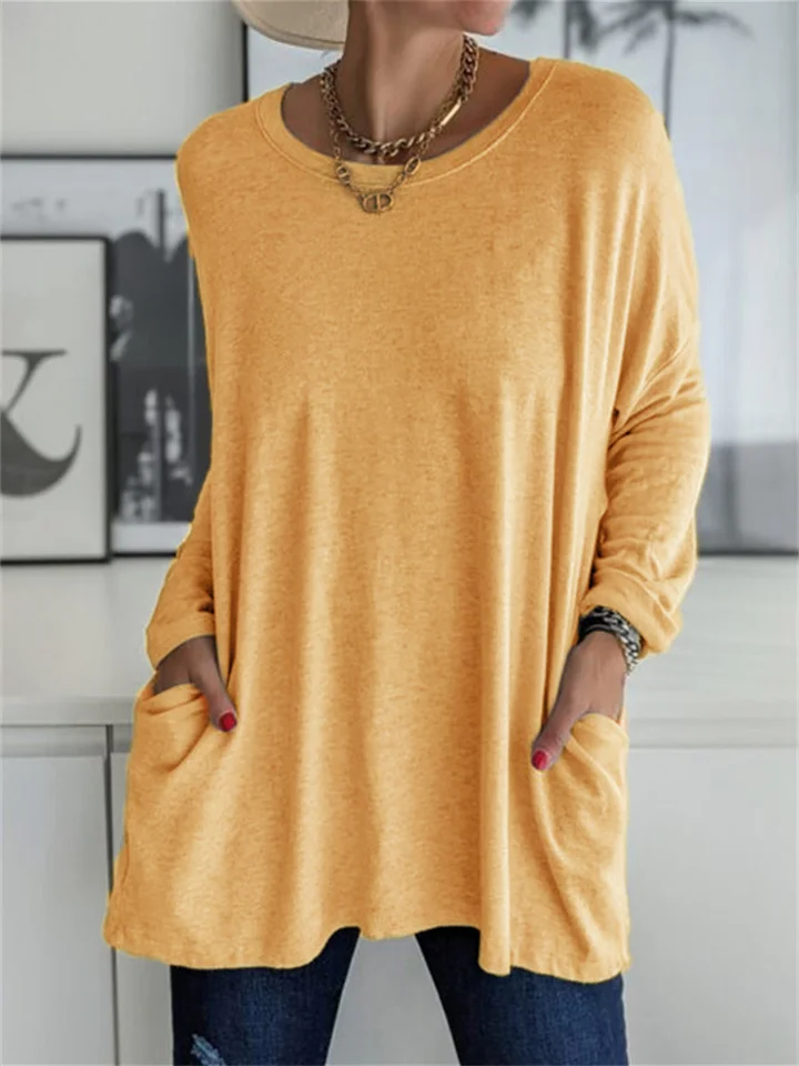 Elegant dames T-shirt met lange mouwen en effen ontwerp