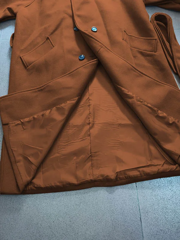 Moderne Urban Losvallende Jas met Ceintuur in Effen Kleur