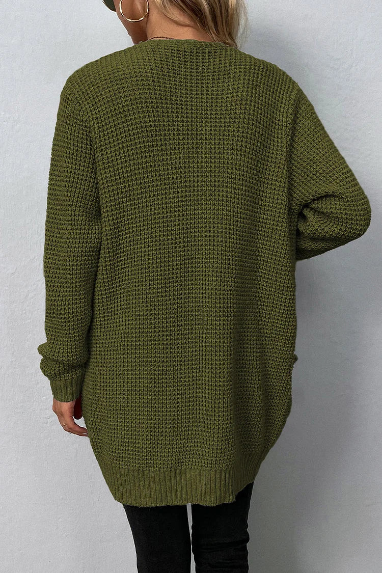 Elegante Effen V-Hals Bovenkleding met Zak - Mila Collectie