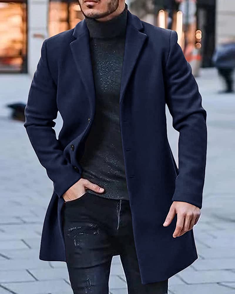 Elegante lange trenchcoat voor heren voor koud weer