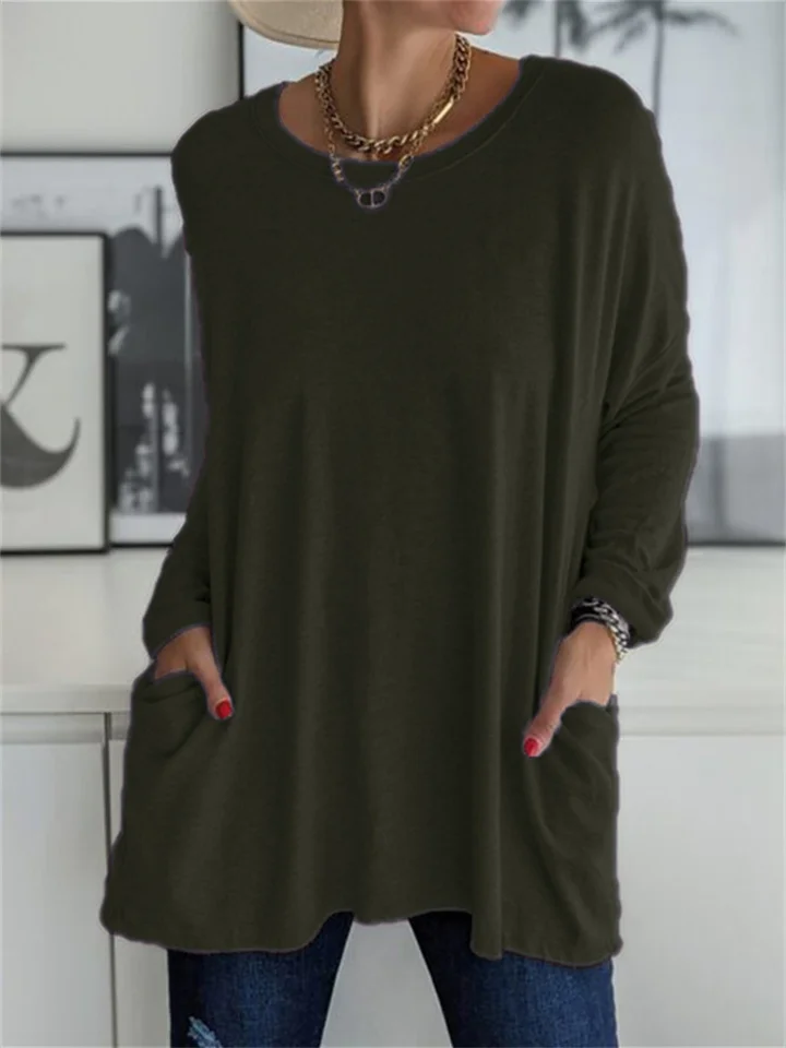 Elegant dames T-shirt met lange mouwen en effen ontwerp