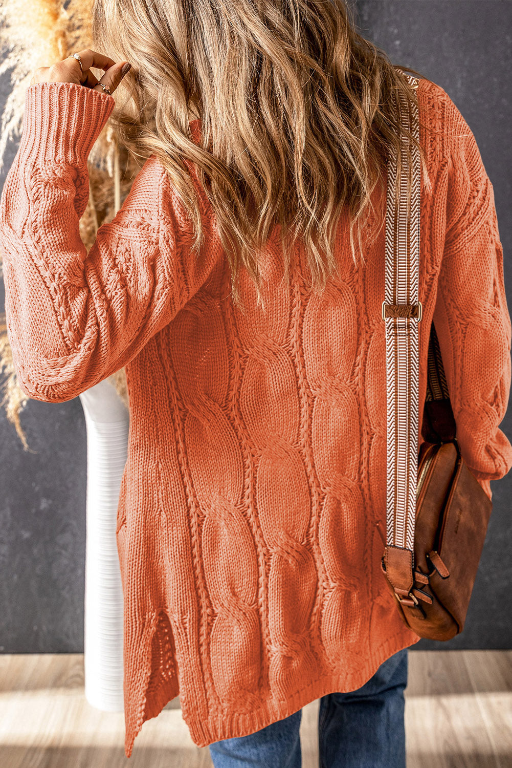 Modieuze Cable-Knit Overized Splitsjaal voor Comfortabele Laagjes