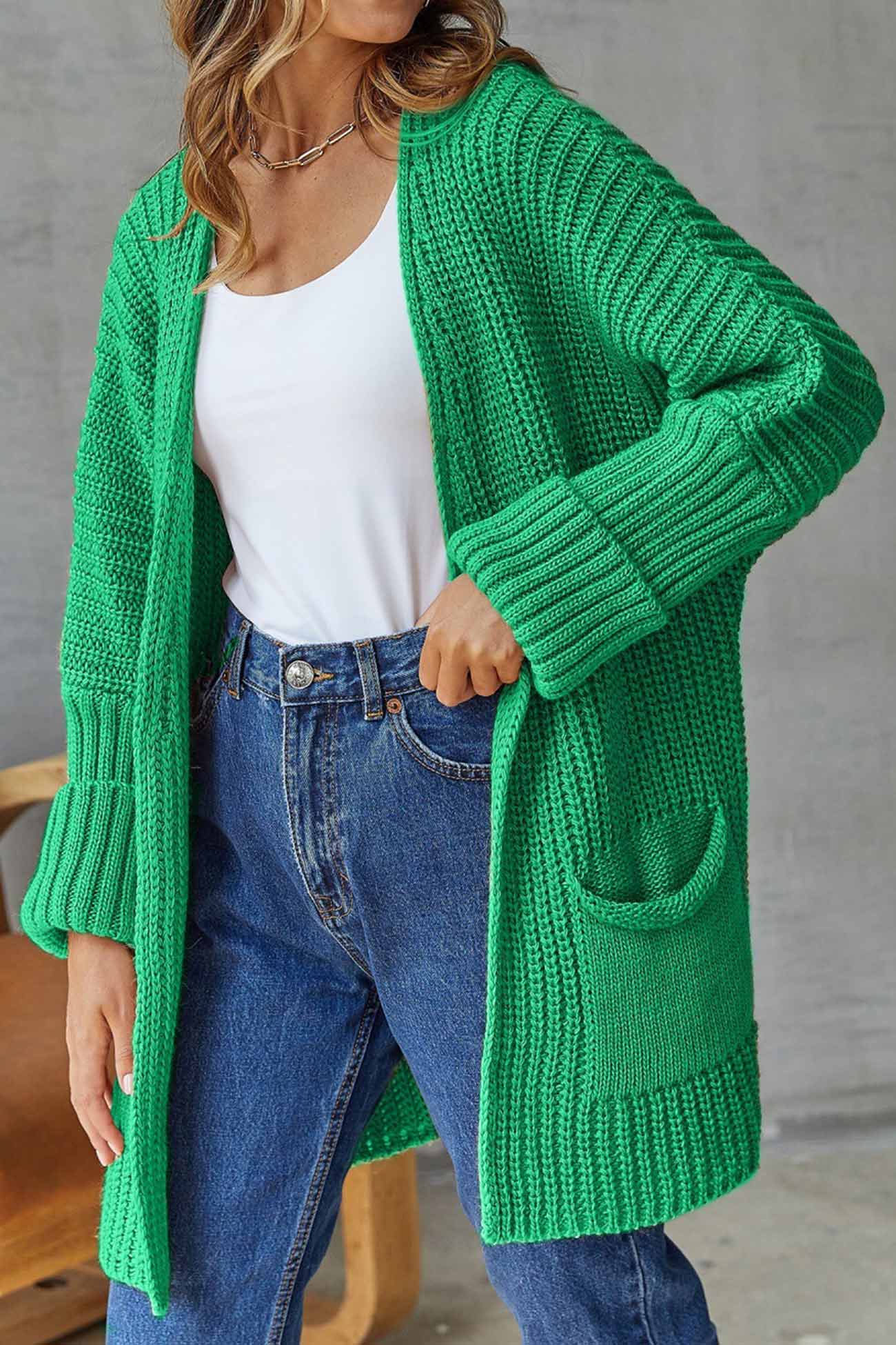 Modieuze Open Front Lange Cardigan - Striksluiting voor Gemakkelijke Stijl