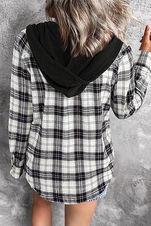 Gezellige flanellen hoodie met knopen