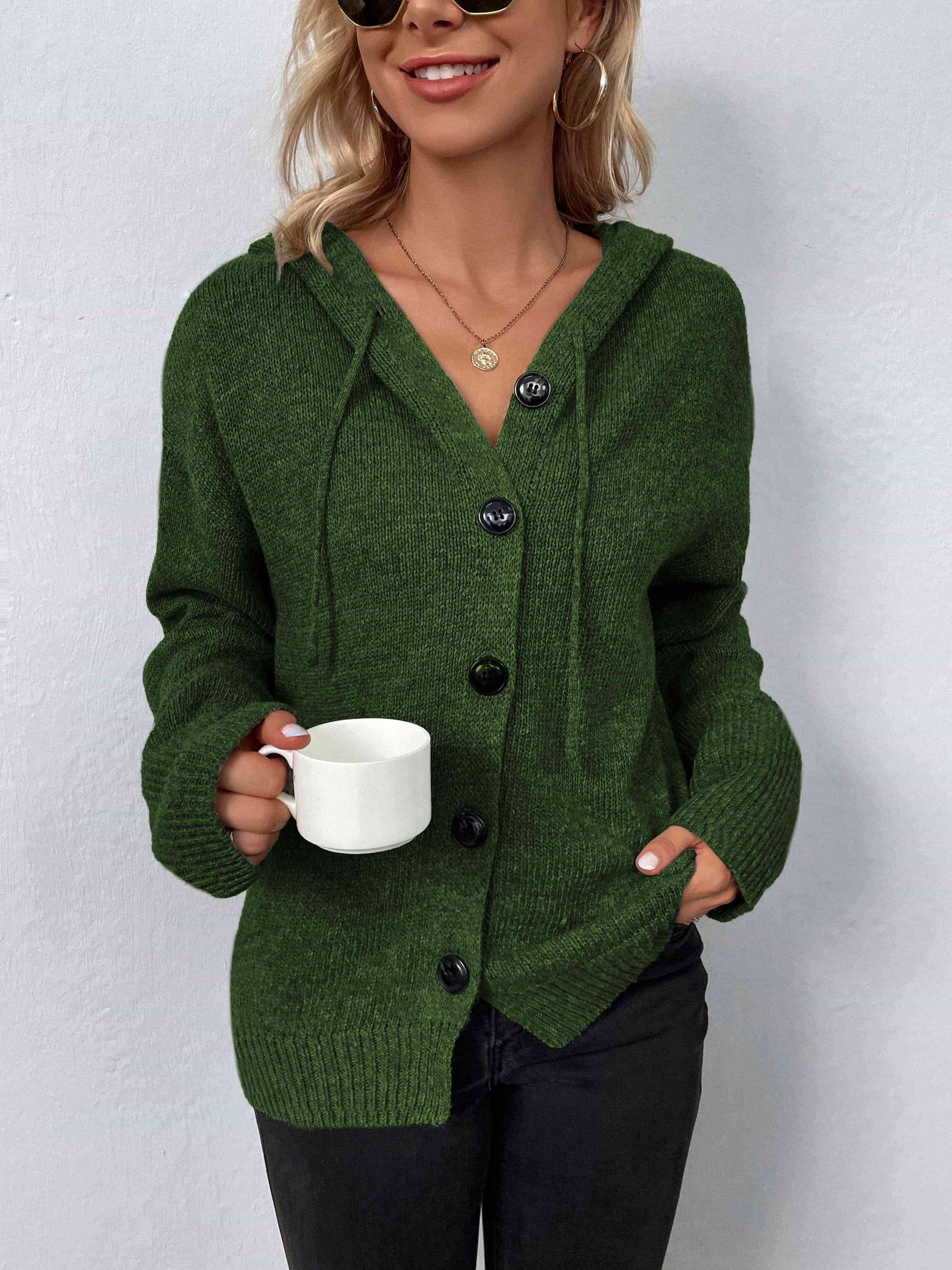 Knopen Hoodie Met Lange Mouwen voor Stijlvolle Vrouwen