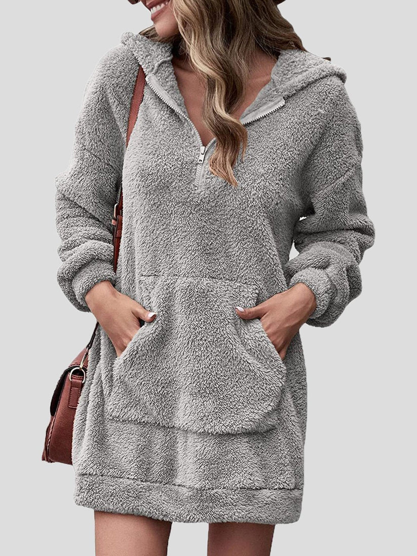 Hoodie Jurk met Lange Mouwen, Rits en Zakken voor Dames