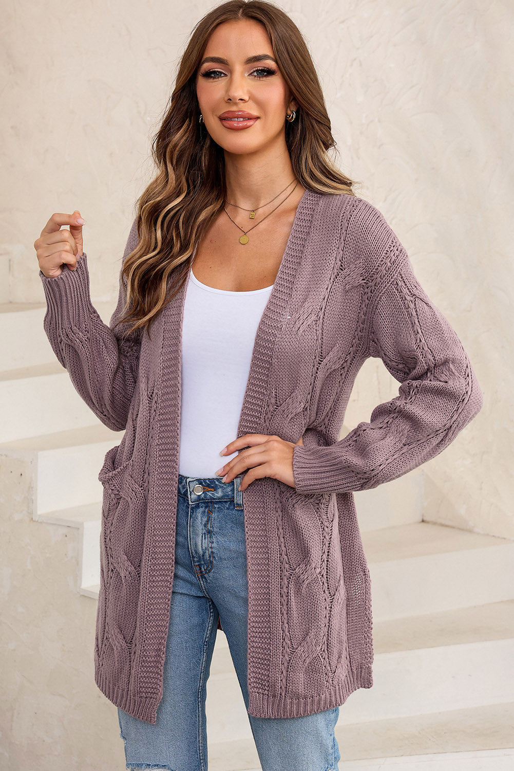 Modieuze Cable-Knit Overized Splitsjaal voor Comfortabele Laagjes