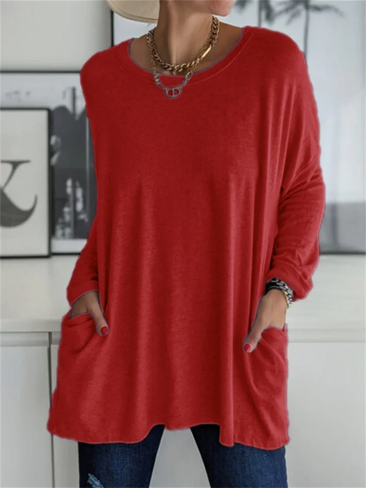 Elegant dames T-shirt met lange mouwen en effen ontwerp