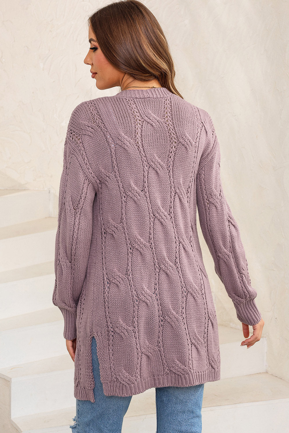 Modieuze Cable-Knit Overized Splitsjaal voor Comfortabele Laagjes