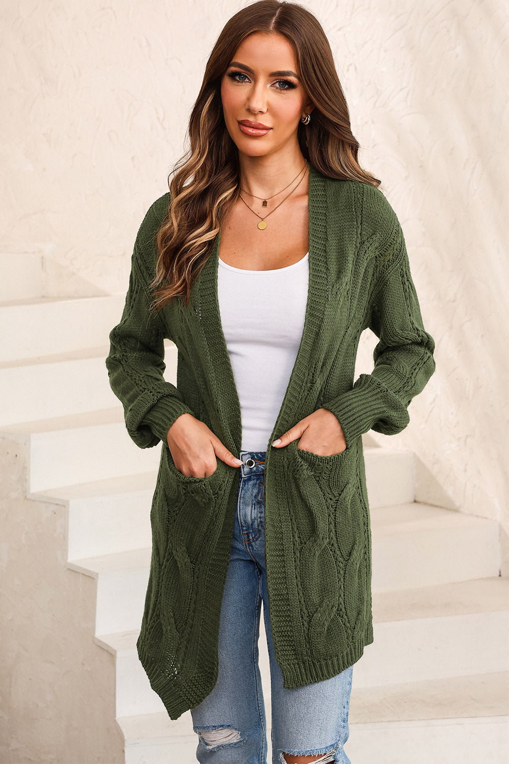 Modieuze Cable-Knit Overized Splitsjaal voor Comfortabele Laagjes