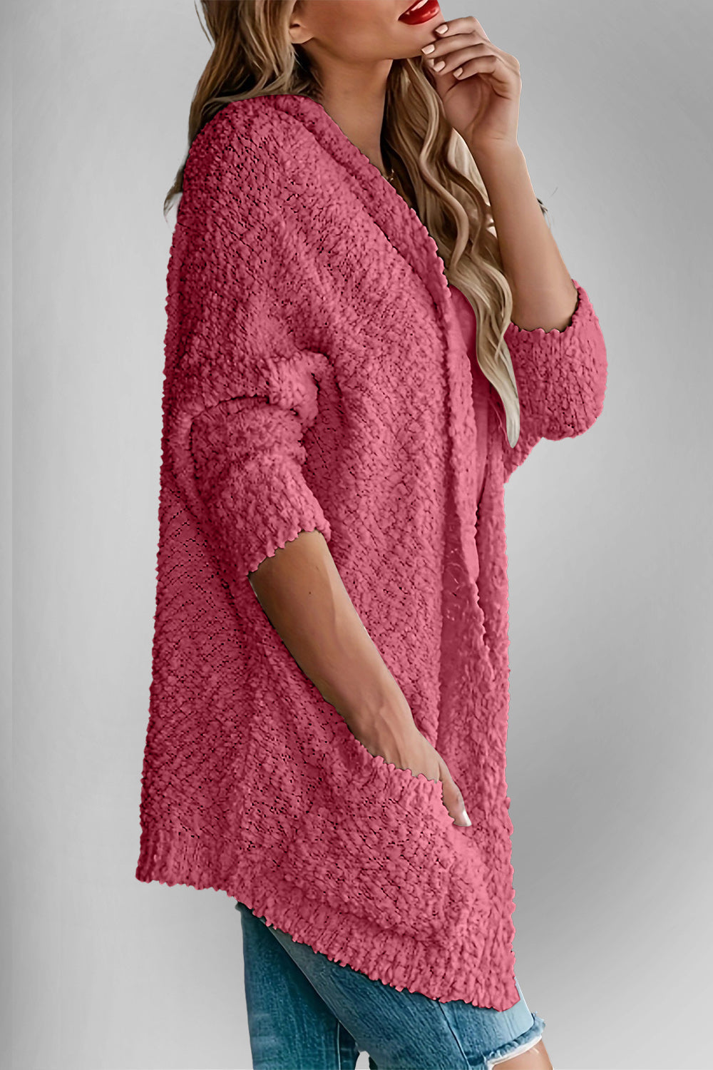Emma's Dubbel Take Open Front Langen Mouwen Cardigan met Zakken