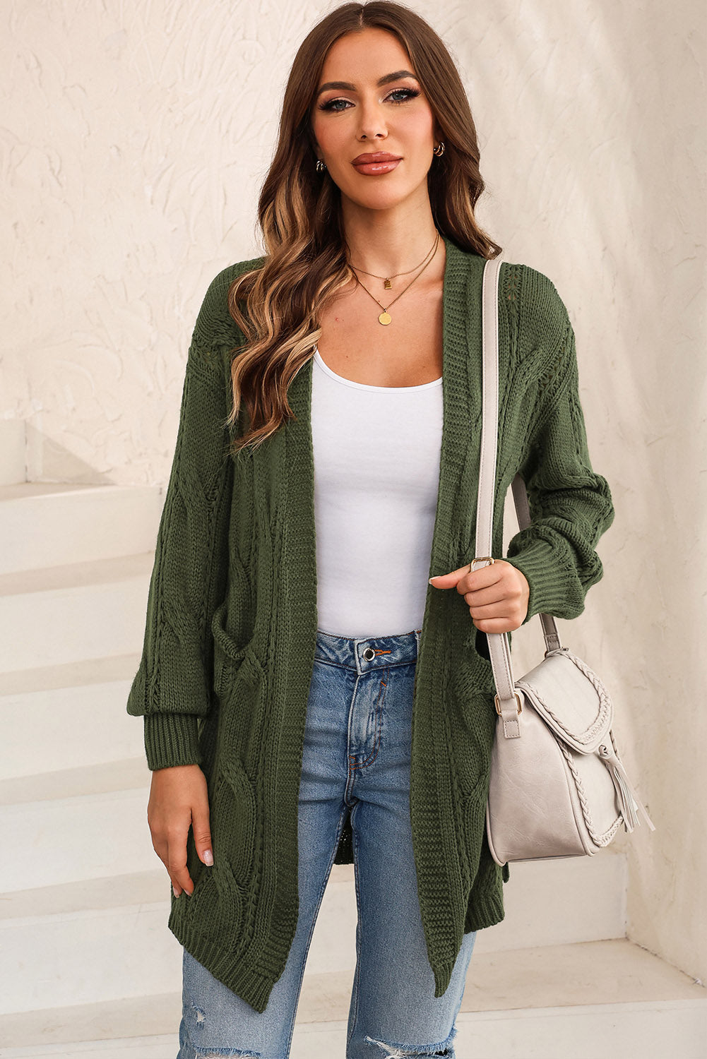 Modieuze Cable-Knit Overized Splitsjaal voor Comfortabele Laagjes