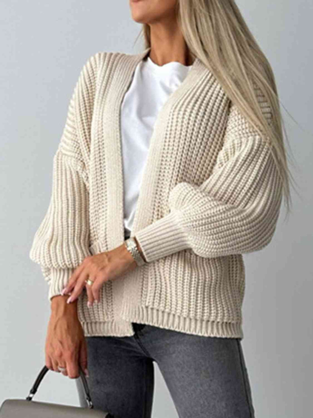Modieuze Open Front Cardigan met Verlaagde Schouders voor Comfortabele uitstralings