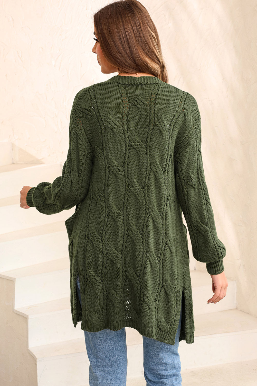 Modieuze Cable-Knit Overized Splitsjaal voor Comfortabele Laagjes