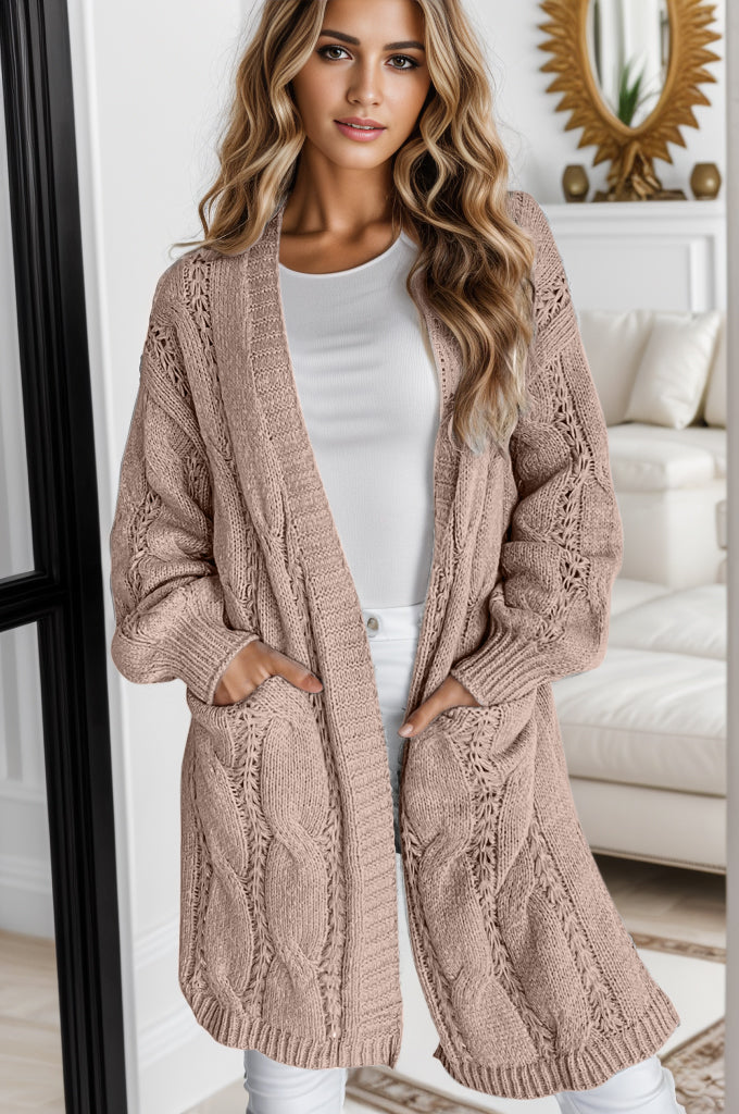 Modieuze Cable-Knit Overized Splitsjaal voor Comfortabele Laagjes