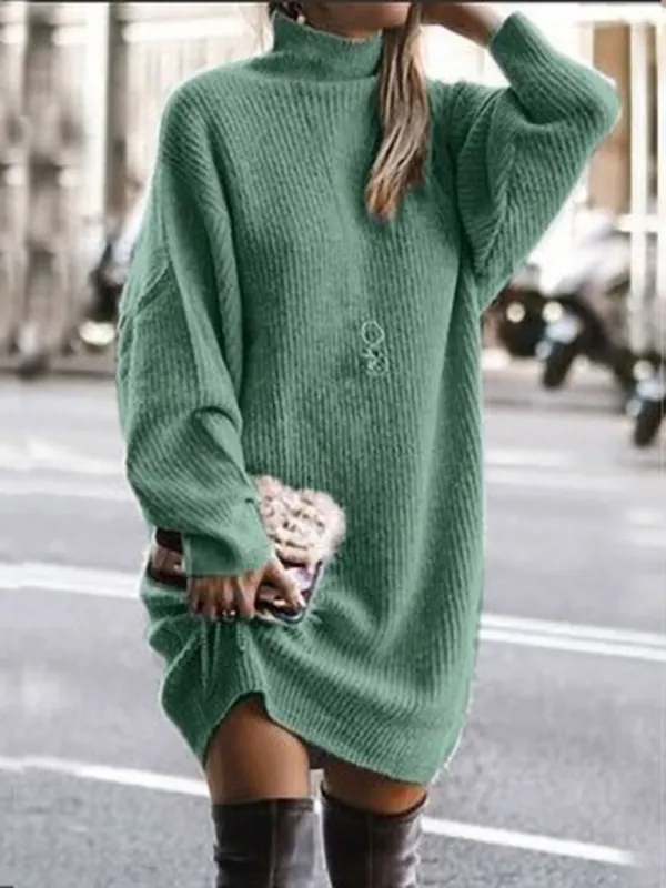 Casual damesjurk met lange mouwen en losse pasvorm – Halflang model