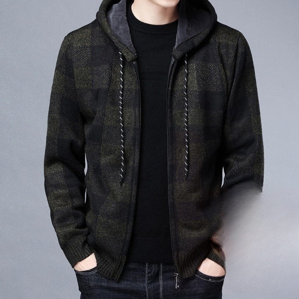 Heren Hooded Cardigan met Rits - Warme Winterjas met Comfortabele Pasvorm