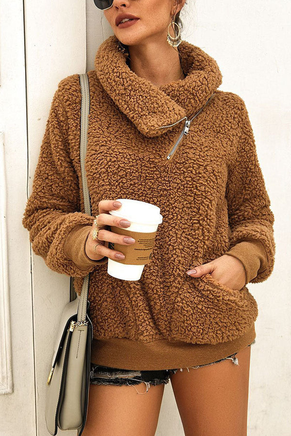 Stijlvolle Streetwear Top met Omklapbare Kraag in Effen Kleur