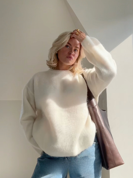 Elegante en Warme Trui voor Dames met Ronde Halslijn