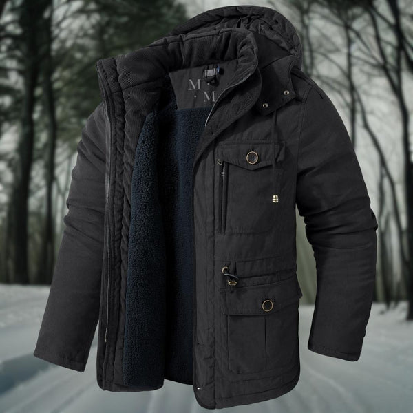 Comfortabele heren winterjas met capuchon voor koude dagen